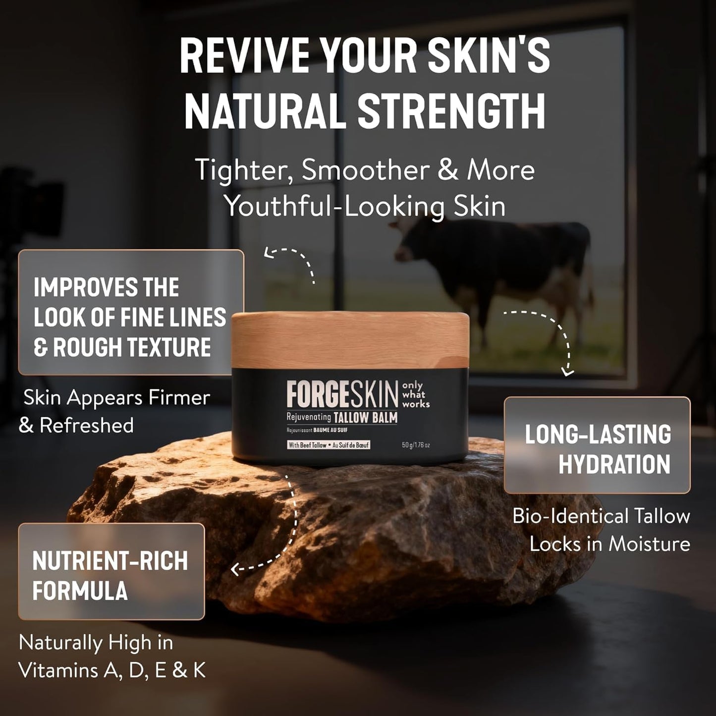 Forge Skin Beef Tallow Balm Moisturizer for Men Skin Care